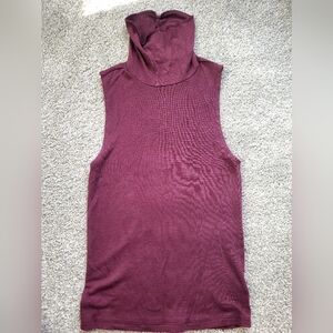 American Eagle Outfitters Maroon Sleeveless Turtleneck Top